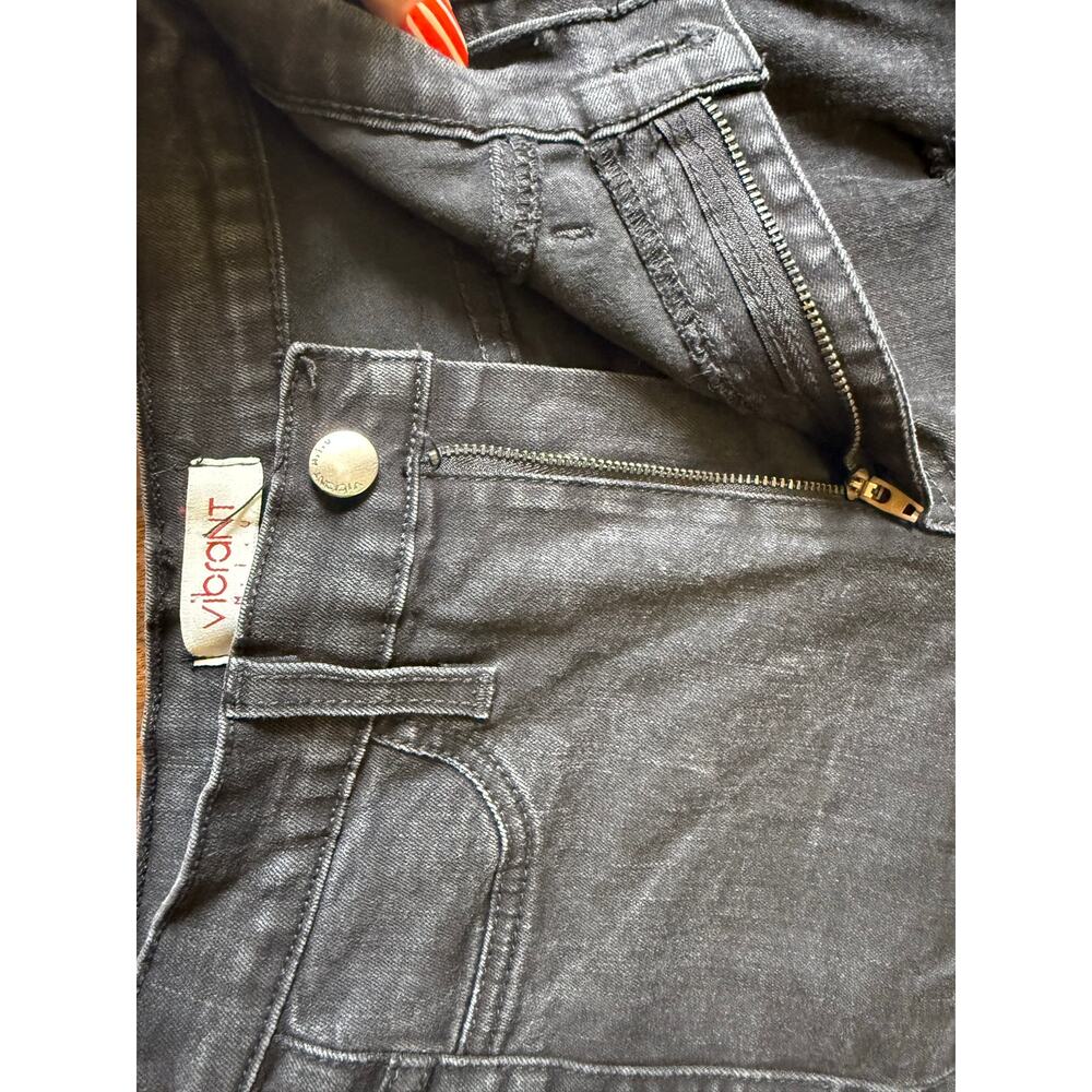 Vibrant M.I.U. made in USA blk distressed ultra flared Bell bottom womens size 3 - Picture 4 of 8